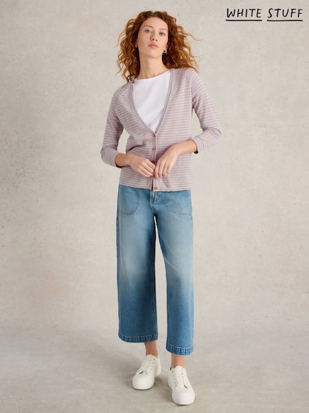 White Stuff Natural Naria Stripe Linen Blend Cardigan (F97377) | SGD 119
