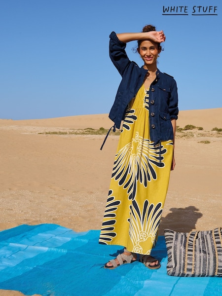 White Stuff Yellow Lorna Linen Blend Maxi Dress (F97379) | €126
