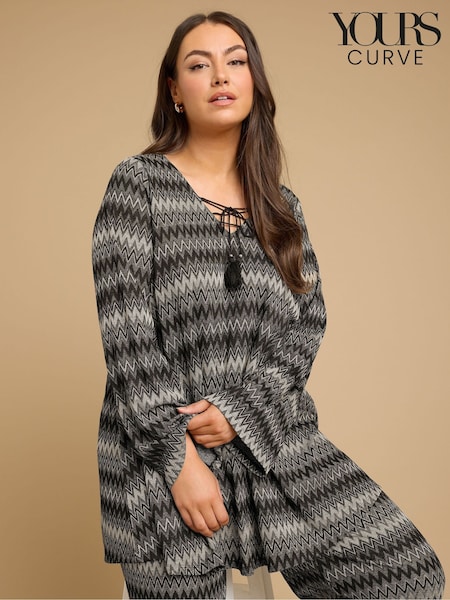 Yours Curve Black Tie Neck Tunic (F97434) | 1,862 UAH
