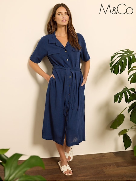 M&Co Light Blue Shirt Dress (F97436) | €50