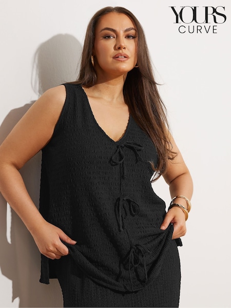 Черный - Yours Curve Textured Bow Front Waistcoat (F97441) | €29