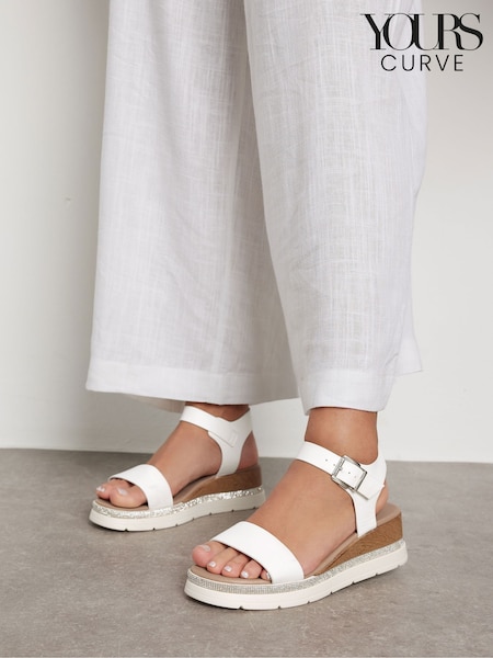 Белый - Yours Curve Wide Fit Flatform Gem Sandals (F97442) | €45