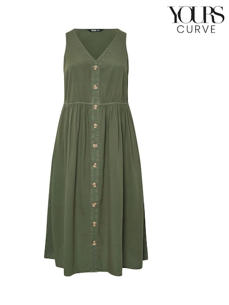 Zielony - Yours Curve Sleeveless Button Chambray Dress (F97448) | 215 zł