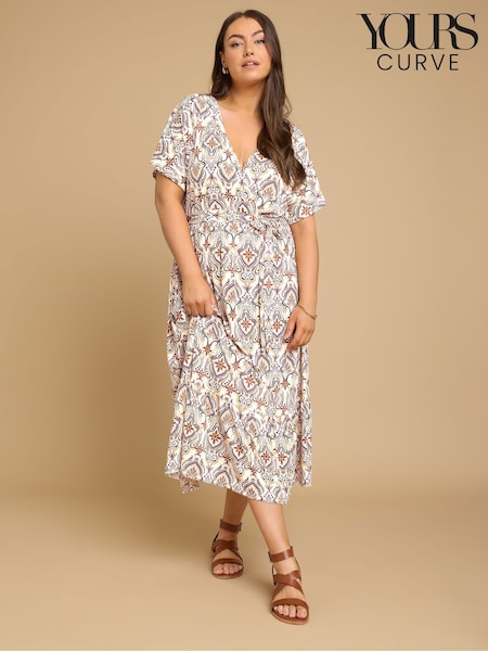 Yours Curve Brown Wrap Grown On Dress (F97460) | €47
