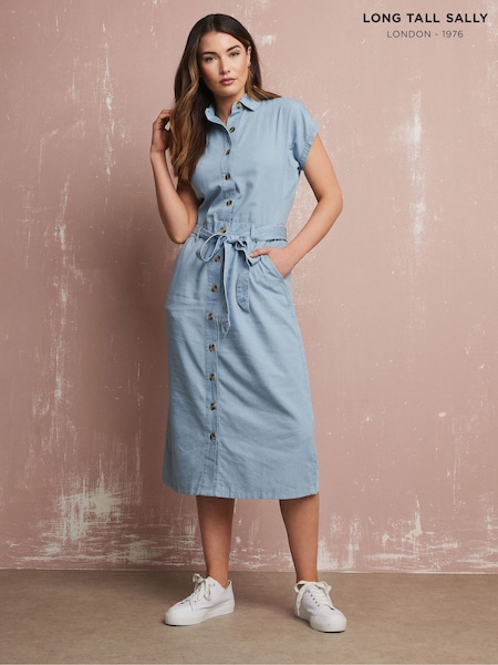 Long Tall Sally Blue Tie Denim Midi Dress (F97474) | €72