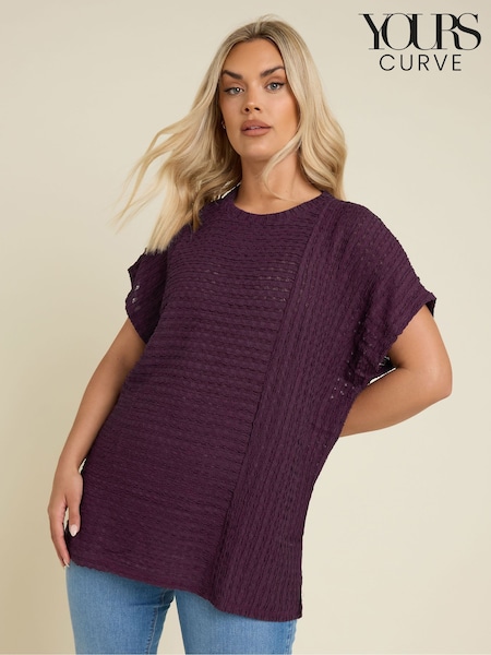 Violet - Yours Curve Textured T-Shirt (F97477) | 201 LEI
