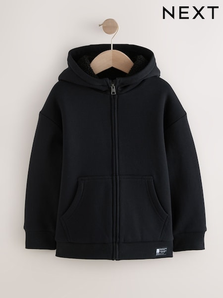 Black Borg Fleece Zip Through Hoodie (3-16yrs) (F97593) | €35 - €41