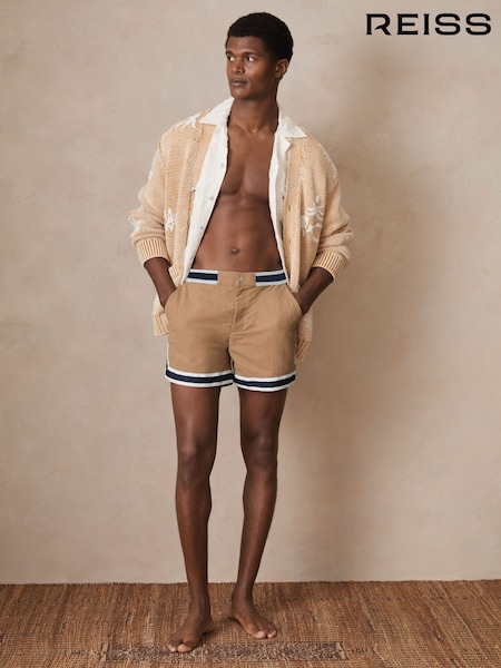 Camel - Reiss Baller Reiss | Ché Stripe-Trim Swim Shorts (F97661) | €206