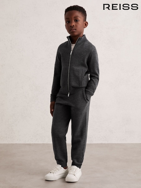 Reiss Derby Grey Melange Hampshire Merino Wool-Blend Zip-Through Cardigan (F97673) | €55
