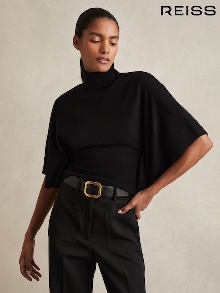 Reiss Black Hadley Merino Wool Batwing Roll-Neck Jumper (F97689) | €125