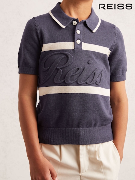 Reiss Indigo Blue/White Ellis Polo Shirt (F97720) | AED317