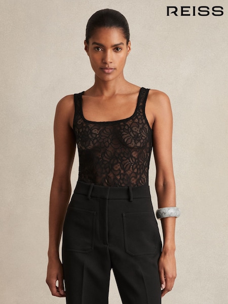 Reiss Tia Floral Print Lace Bodysuit (F97737) | €123