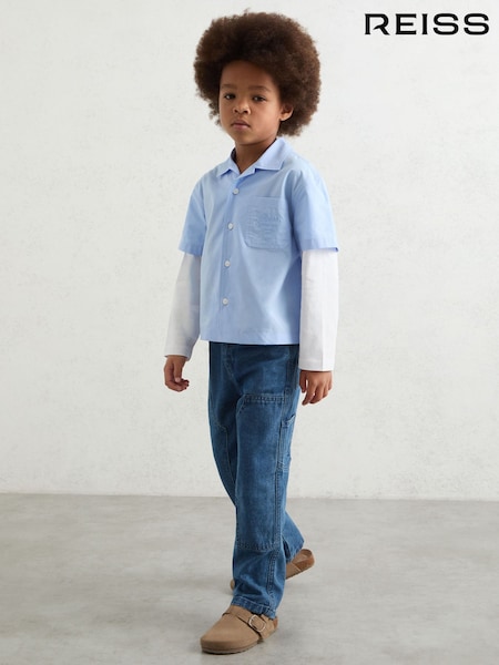 Reiss Blue/White Grayson Shirt (F97767) | AED331