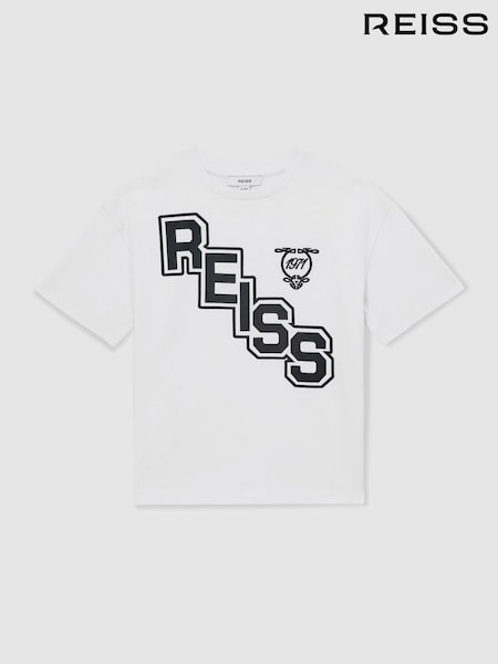 Reiss White/Navy Glen 13-14 yrs Cotton Oversized Logo T-Shirt (F97811) | €33