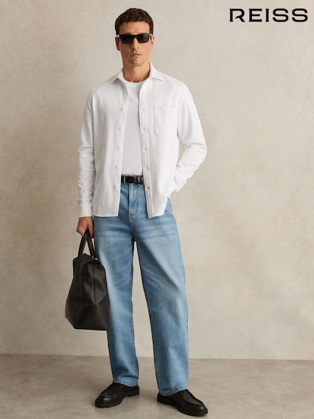 Reiss White Kappo Cotton-Twill Cutaway-Collar Overshirt (F97867) | €167