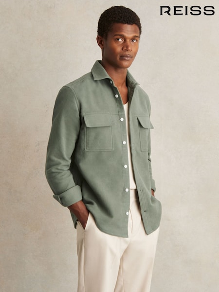 Reiss Green Camber Moleskin-Cotton Twin-Pocket Overshirt (F97872) | € 200