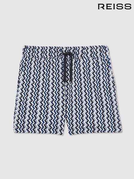 Reiss Teti Zig-Zag Knit Drawstring Shorts (F97890) | 297 LEI
