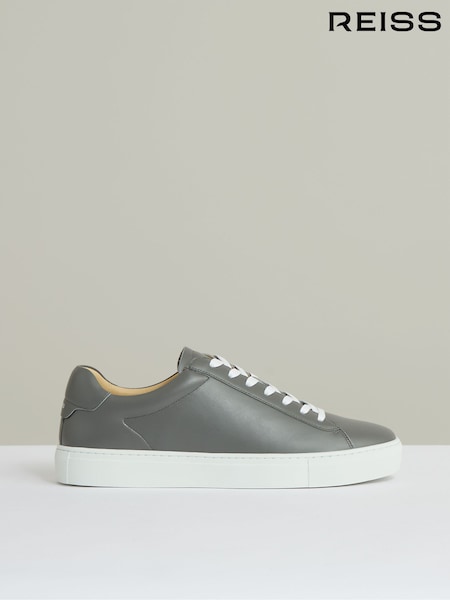 Reiss Graphite Grey Finley Leather Low-Top Trainers (F97927) | €185