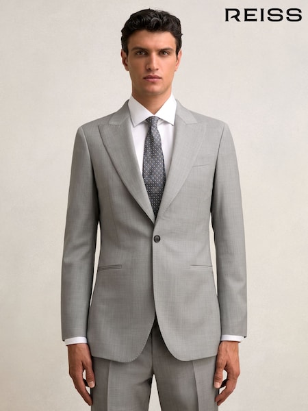 Reiss Mid Grey Inspire Slim-Fit Wool Single Breasted Suit Blazer (F97977) | €470