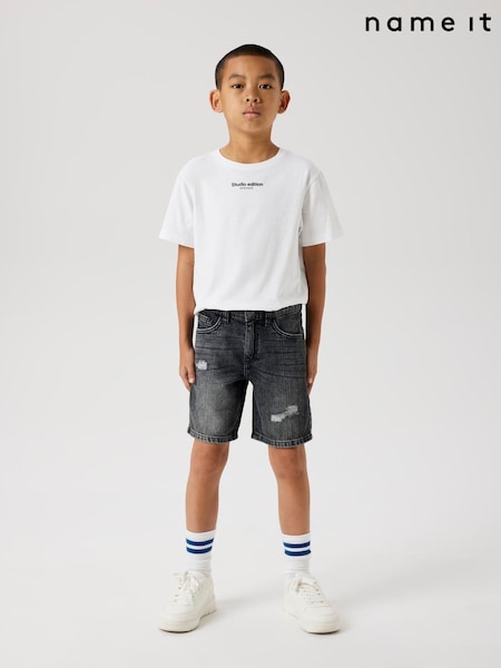 Gri - Name It Loose Fit Distressed Denim Shorts (F97988) | 149 LEI