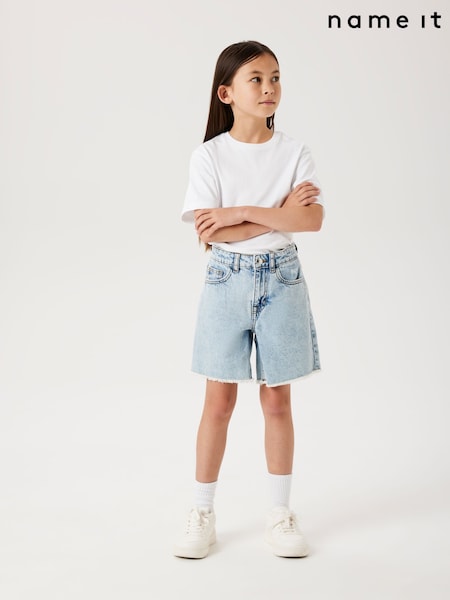 Name It Blue Long Bleached Denim Shorts (F97990) | ₪101