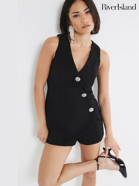 River Island Petite Asymmetric Waistcoat Playsuit (F98084) | 62 €