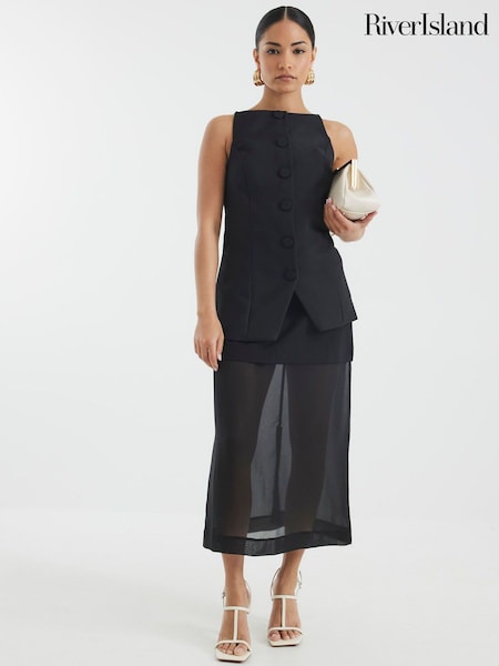 River Island Black Petite Square Neck Strappy Waistcoat (F98087) | € 61