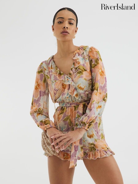 River Island Embellished Ruffle Playsuit (F98089) | 79 €