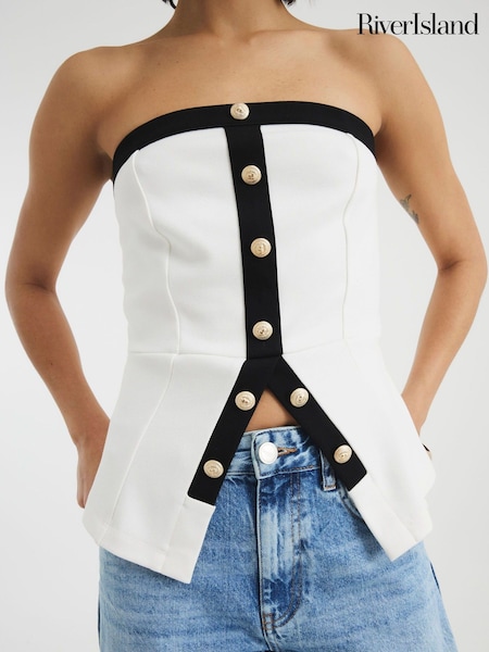 River Island Cream Bandeau Button Front Top (F98100) | 2,163 UAH