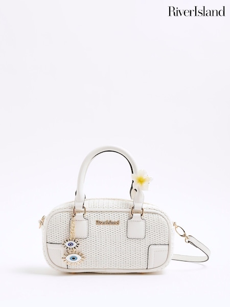 River Island White Raffia Bowler Bag (F98132) | €52