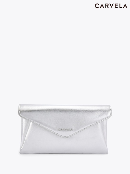 Carvela Grey Chrome Megan Envelope Clutch Bag (F98215) | 153 €