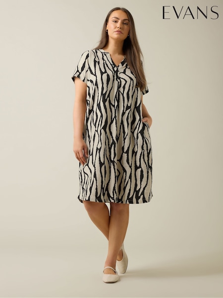 Evans Blue Linen Rich Dress (F98266) | R$ 495