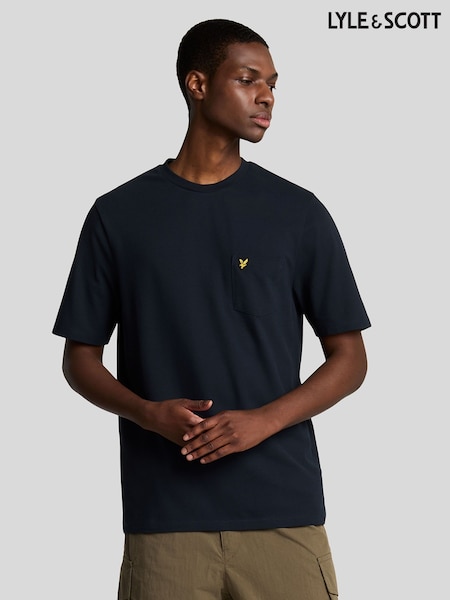 Lyle & Scott Blue Plain Pique Pocket T-Shirt (F98270) | 173 QAR
