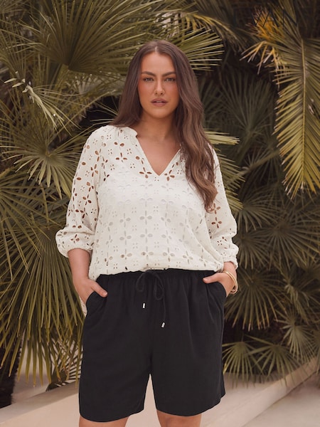 Evans Linen Rich Black Shorts (F98282) | $56