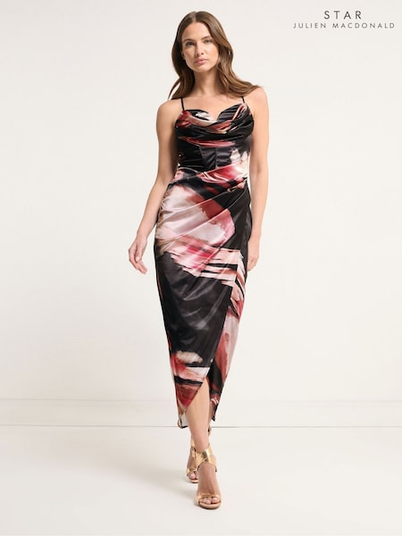 Star by Julien MacDonald Orange Printed Satin Dress (F98320) | 371 QAR