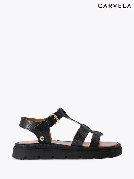 Carvela Comfort Pavilion T-Bar Black Sandals (F98336) | €177