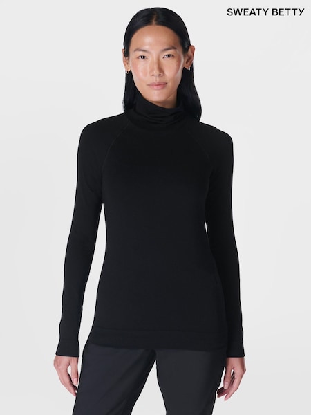 Sweaty Betty Black Modal Dot High Neck Jacquard Base Layer Top (F98363) | €77