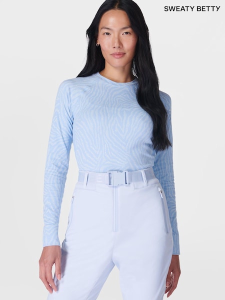 Sweaty Betty Blue Animal Print Crew Neck Base Layer Top (F98367) | R$ 790