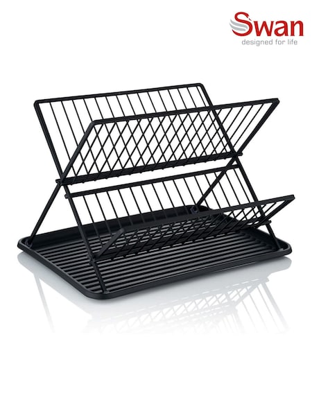 Swan Black Collapsible Dish Rack with Removable Drip Tray (F98373) | €34
