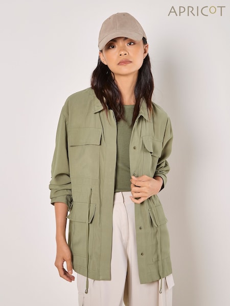 Apricot Green Cargo Pocket Cotton Twill Jacket (F98407) | €59