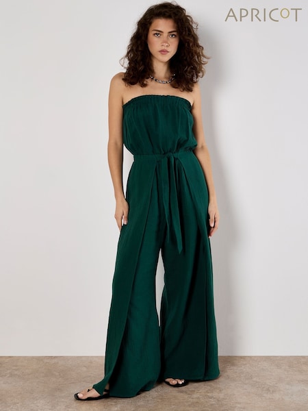 Apricot Green Bandeau Wrap Leg Tetra 100% Cotton Jumpsuit (F98430) | €58