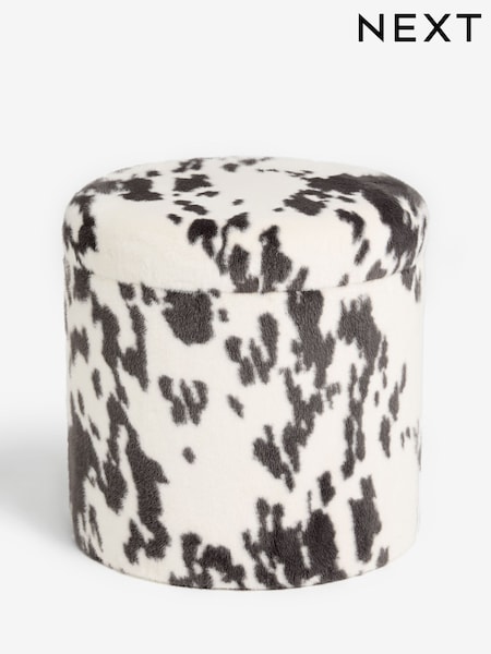 Alaska Faux Fur Cow Stella Storage Stool (F98524) | €100