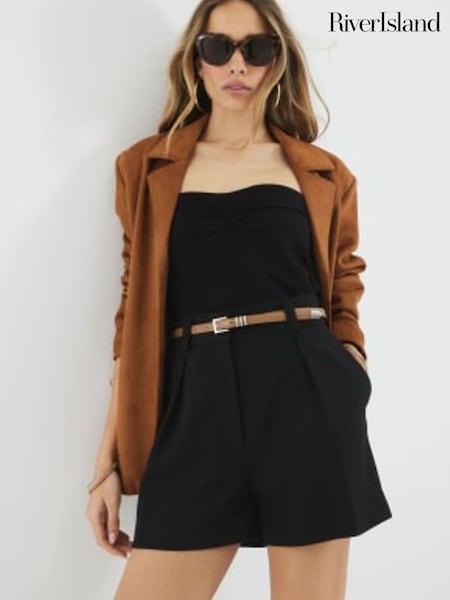 River Island Black Longline Belted Shorts (F98625) | 2,343 UAH