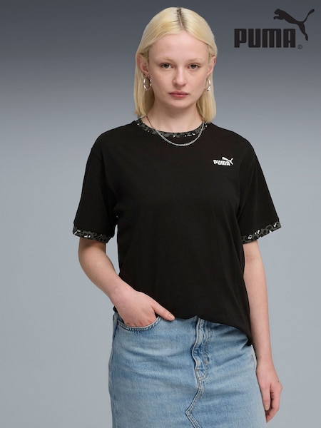 Puma Black Womens Essential Animla Print Relaxed T-Shirt (F98702) | R$ 190