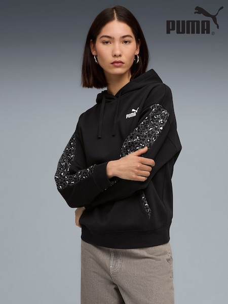 Puma Black Womens Essential Animal Print Comfort Hoodie (F98703) | AED201