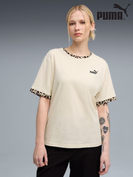 Puma Beige Womens Essential Animla Print Relaxed T-Shirt (F98705) | R$ 190