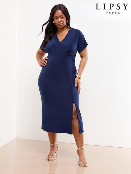 Lipsy V-Neck Jersey Short Sleeve Midi Dress (F98807) | ‏303 د.إ.‏