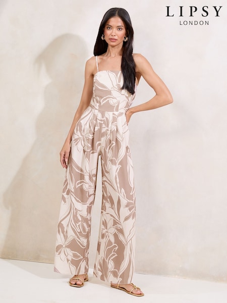 Lipsy Palm Print Jumpsuit with Removable Cami Straps (F98811) | 82 €