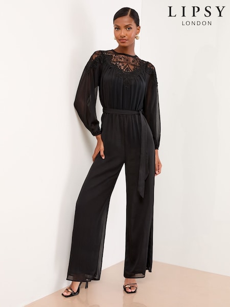 Lipsy Long Sleeve Lace Cutwork Jumpsuit (F98814) | R$ 610