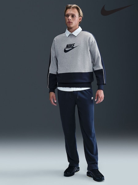 Nike Grey/Navy Club Brushed Fleece Crew T-Shirt (F98870) | €69